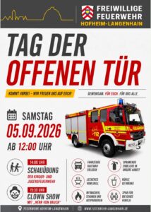 Plakat: Tag der offenen Tür der Freiwilligen Feuerwehr Hofheim-Langenhain am 5. September 2026